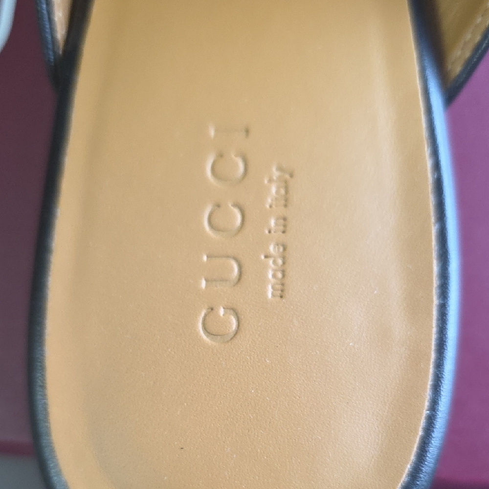 Gucci Black Embossed Leather Men's Slip-Ons - Picture 6 of 12
